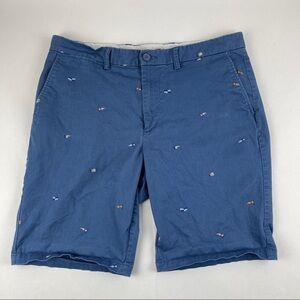 Old Navy Shorts Mens 36 Ultimate Slim Blue Flags Flat Front